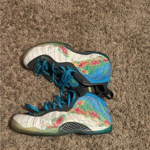 Nike Blue and Green Athletic Shoes with Futuristic Design